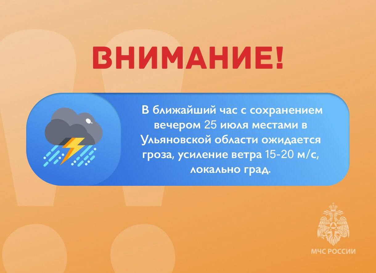 Предупреждение о неблагоприятных условиях погоды на территории Ульяновской области..