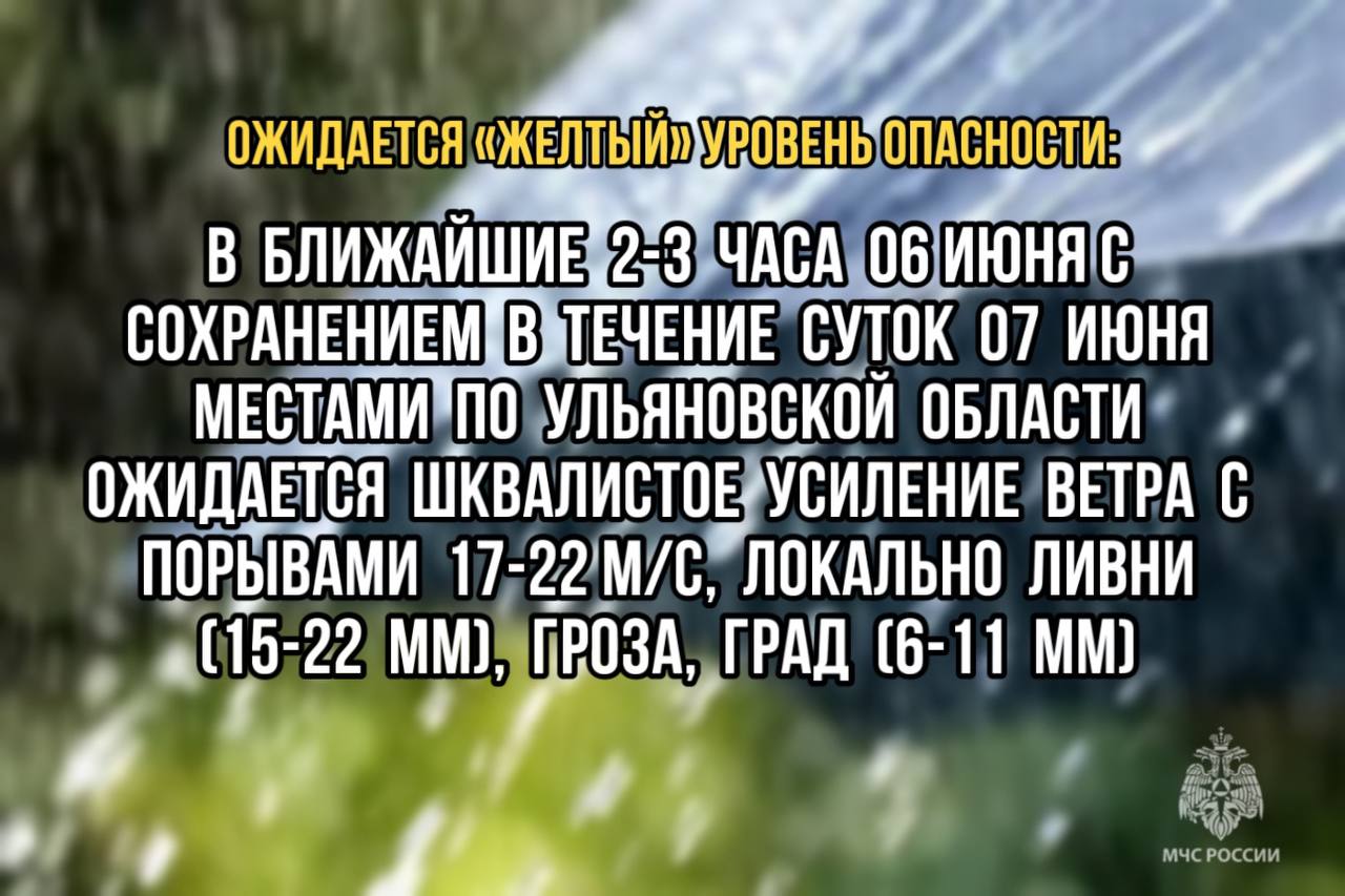 Ожидается «желтый» уровень опасности.